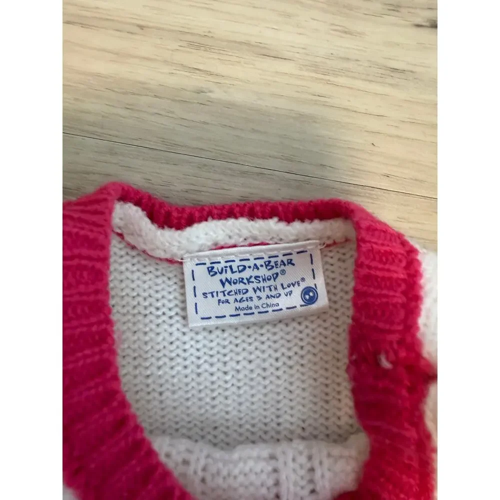 Build A Bear Scarf Hat Jumper Matching Boots Outfit Winter Pink White Patterned